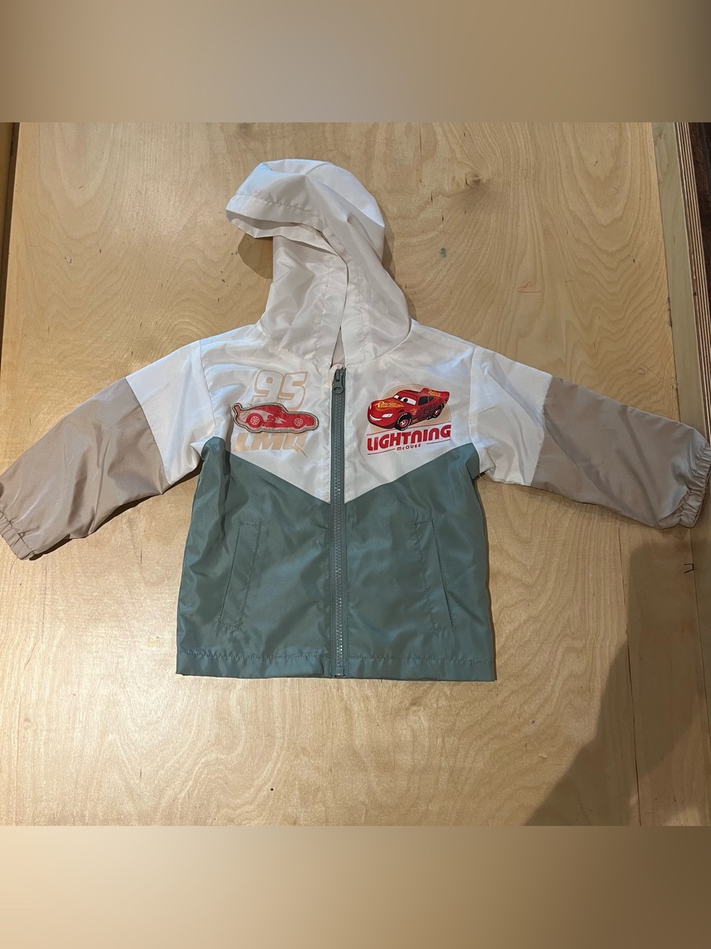 Kids Lightning McQueen Hooded Windbreaker - White & Teal